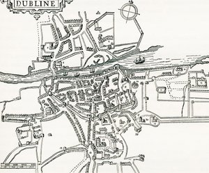 1610年のアイルランド・ダブリンの地図（1898年発行「Our Own Country」より 作： Ferdinand Georg Waldmuller