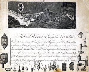 マイルズのパテント・アジタブル・ランプ」、1790年頃