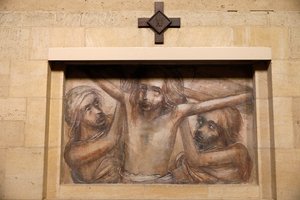 オルヴァル トラピスト修道院、ベルギー。 教会。 十字架の道。 11合目 作： . .