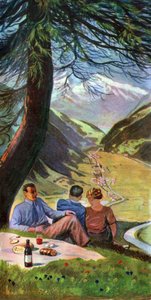 スイスでのピクニック、1930～1940年頃 作： . .