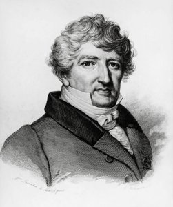 フランスの生物学者ジョルジュ・レオポルド・クレティアン・フレデリック・ダゴベルト・キュヴィエ（1769-1832）の肖像、エングレーヴィング 作： William Walcutt
