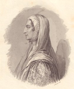 イタリアの貴族ベアトリーチェ・ラスカリス・ディ・テンダ（1372-1418）の肖像、アントニオ・カンポが出版した肖像画からG・フシナティが銅版画で作成 作： William Walcutt