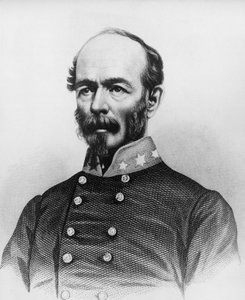 米墨戦争、セミノール戦争、南北戦争で活躍したアメリカ陸軍将校、ジョセフ・エグルストン・ジョンストン（1807-1891）の肖像、エングレービング 作： William Walcutt