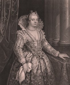 フランス王妃マリア・デ・メディチ（1575-1642）の肖像 ジョヴァンニ・ファソロの絵をW・フレンチがエングレーヴィング ペインのロイヤル・ドレスデン・ギャラリーより アルバート・ヘンリー・ペイン作 H・ペイン・ドレスデン・ライプツィヒ版 1840年頃 作： William Walcutt