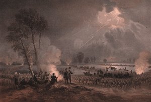 マクマホン将軍のフランス第二軍団がロンバルディア州のトゥルビゴでティチーノを通過。 作： William Walcutt
