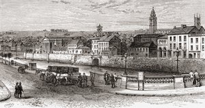 19世紀後半のアイルランド、コーク州、リー川沿いのシャンドン（1898年発行「Our Own Country」より 作： Ferdinand Georg Waldmuller