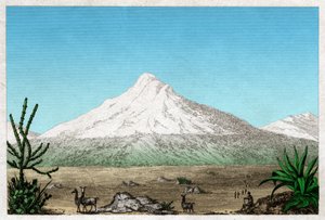 エクアドルのタピア高原にあるチンボラソ火山。 1840年頃（彫刻） 作： 。 。