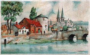 カルカソンヌ周辺の村、1930年頃 作： . .
