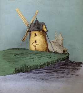 フランス、ノルマンディーの風車。 1830年頃（イラスト）