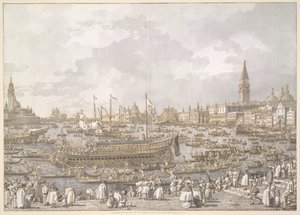 リドに向けて出発するヴェネツィアのドージェ 作： Canaletto