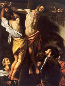 聖アンドリューの磔刑Polski: The Crucifix of Saint Andrew アンドリュー 作： Michelangelo Merisi da  Caravaggio