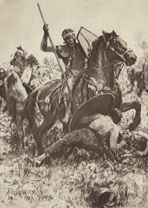 ドイツの部族を攻撃する補助騎兵隊 作： after Amedee Forestier