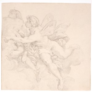 雲の中の 2 つの人物、そのうちの 1 人はおそらく風の寓意 作： after Carlo Maratti