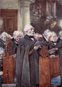 彼の愛する古い頭は彼の祈りの本の上に曲がっていました 作： after Charles Edmund Brock
