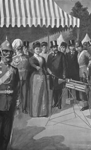 1890年7月12日、ビスリーで最初のショットを発射するウェールズの王女 作： after Charles Mills Sheldon