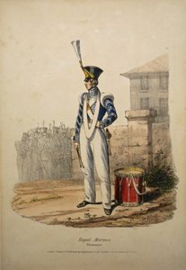 Royal Marines Drummer、c.1829（手塗りのリト） 作： after Edward Hull