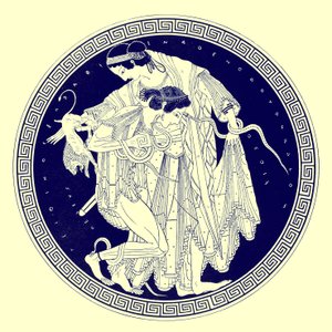 JE HarrisonとDS MacCollによるギリシャの花瓶の絵画からのイラスト、PeleusとThetis、1894年発行（デジタル拡張画像）