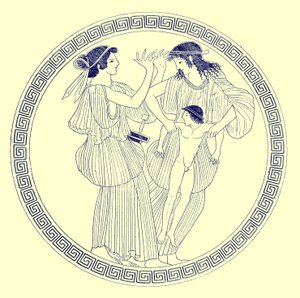 Prokne、Philomela、Itys、JE Harrison、DS MacCollによるギリシャの花瓶の絵画のイラスト、1894年発行（デジタル化された画像）