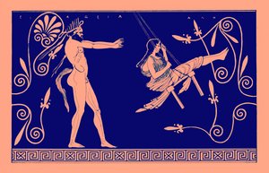 サイレンスウィングメイデン、JEハリソンとDSマッコールによるギリシャの花瓶の絵画のイラスト、1894年発行（デジタル処理された画像） 作： after English School