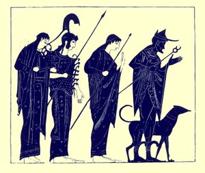 パリの審判、JEハリソンとDSマッコールによるギリシャの花瓶の絵画のイラスト、1894年発行（デジタル化された画像）
