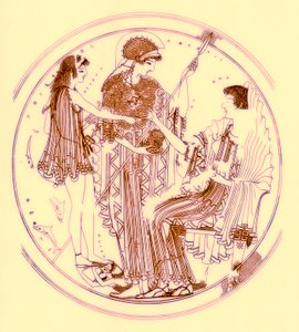 テセウスとアンフィトリテ、JE HarrisonとDS MacCollによるギリシャの花瓶の絵画のイラスト、1894年発行（デジタル拡張画像） 作： after English School