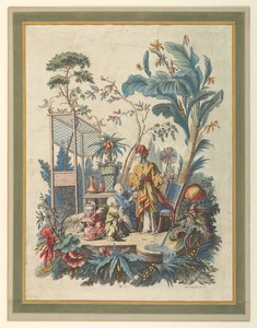 中国の風俗シーンのセットのプレート 7 作： after Francois Boucher