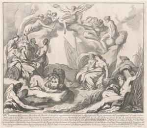 1741年の中国のためのプリマ・マッキーナ: 威厳ある壮麗さの寓話 作： after François Hutin Miguel de Sorellò