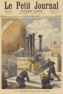 パリの屋上に墜落した気球 作： after Frederic Theodore Lix
