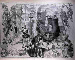 ドゥルーリーレーンとコヴェントガーデンパントミンズの風景、イラスト入りロンドンニュース、1882年1月7日 作： after George Cruikshank