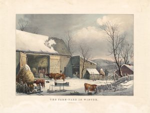 冬の農場の庭 作： after George Henry Durrie
