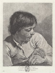 手を組んだ若い男 作： after Giovanni Battista Piazzetta Pietro Scattaglia and Innocente Alessandri