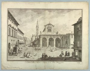 フィレンツェの眺め、「Scelta di XXIV Views of the Main Districts, Squares, Churchs, and Palaces of the City of Florence」のプレート 作： after Giuseppe Zocchi