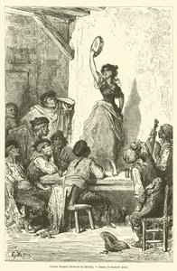 セビリア周辺の踊るギタナ 作： Gustave after Dore