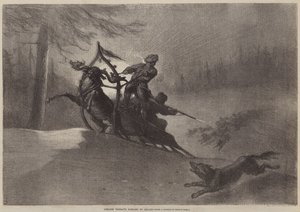 オオカミが追求するラップランド農民 作： Gustave after Dore