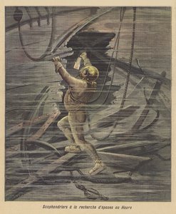 ルアーブルで難破船を探すダイバー 作： after Henri Meyer