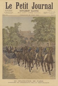 フランス大統領がパリグランプリの競馬を見学に到着 作： after Henri Meyer