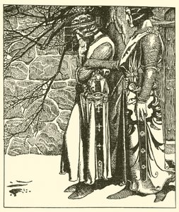 ケイ卿はパーシバル卿の瞑想を中断します 作： after Howard Pyle