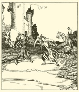 ローンセロット卿はターキン卿と戦います 作： after Howard Pyle