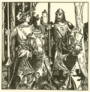 パーシバル卿とラモラック卿は一緒に乗る 作： after Howard Pyle