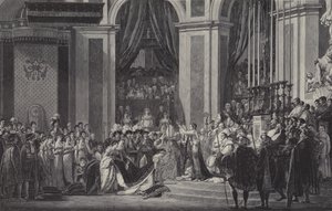 ノートルダム大聖堂でのフランス皇帝としてのナポレオンの戴冠式、1804 作： after Jacques Louis David