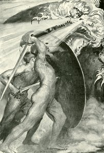 両方の戦士は鉄の盾の後ろに立っていました 作： after John Henry Frederick Bacon