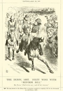 1867年のダービー、ディジーがリフォームビルで勝利 作： after John Tenniel