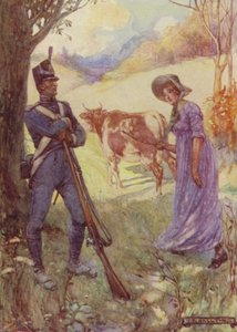 彼女の前で牛を運転して、ローラ・セコードはアメリカの歩哨を通過しました 作： after Joseph Ratcliffe Skelton
