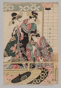 春の街を眺める吉原の女たち 作： after Kitagawa Utamaro