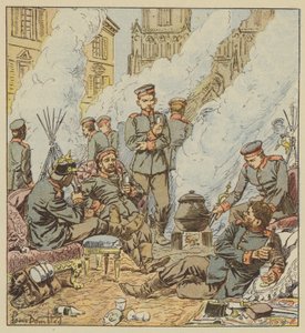 オルレアンの戦いの後、街の通りにいるドイツ人 作： after Louis Charles Bombled