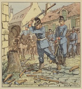 Faubourg des Aydesで、バイエルンの非就役将校がゲームを中断 作： after Louis Charles Bombled