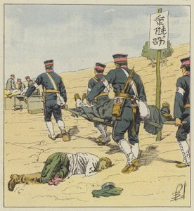 日本の担架持参人 作： after Louis Charles Bombled