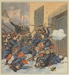 Combat de Droue、歩兵の列の頭にいるグージャール将軍の給与 作： after Louis Charles Bombled