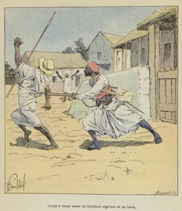 アルジェリアのライフルマンとホバの間の乱闘 作： after Louis Charles Bombled
