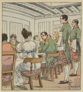 皇帝の左側にはモントロン夫人がいた 作： after Louis Charles Bombled